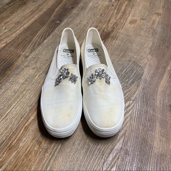 Kate Spade White Crystal Rhinestone Jewel Keds Sneakers Tennis Walking Shoes 8.5 - Picture 8 of 10